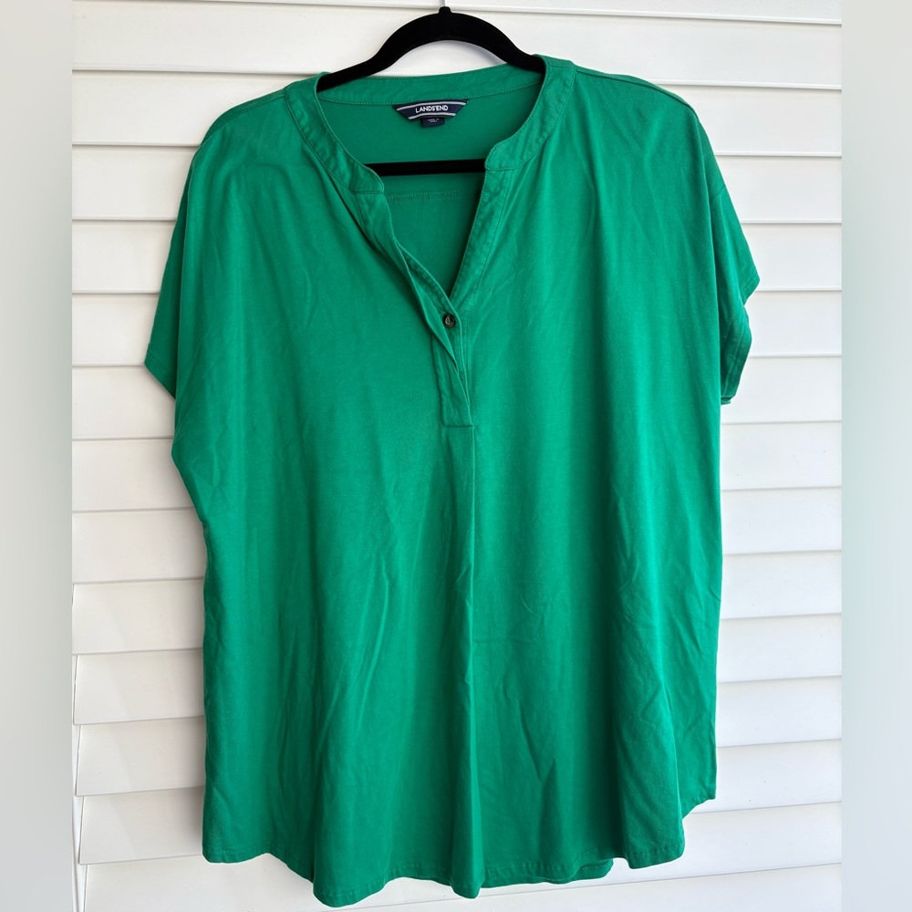 Lands' End Green Button Down Shirt